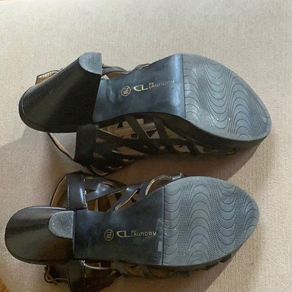 CL By Laundry Black Sandal Heels - Picture 6 of 8